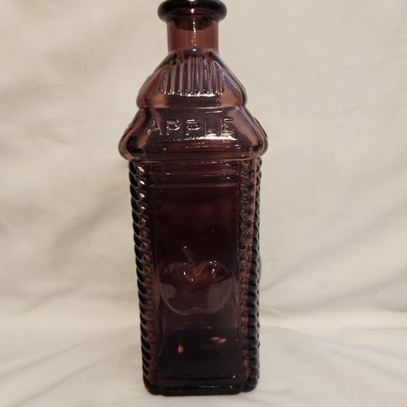 Vintage 60's Berring's Apple Bitters Square deep Amethyst Glass Bottle PA USA - Picture 2 of 10